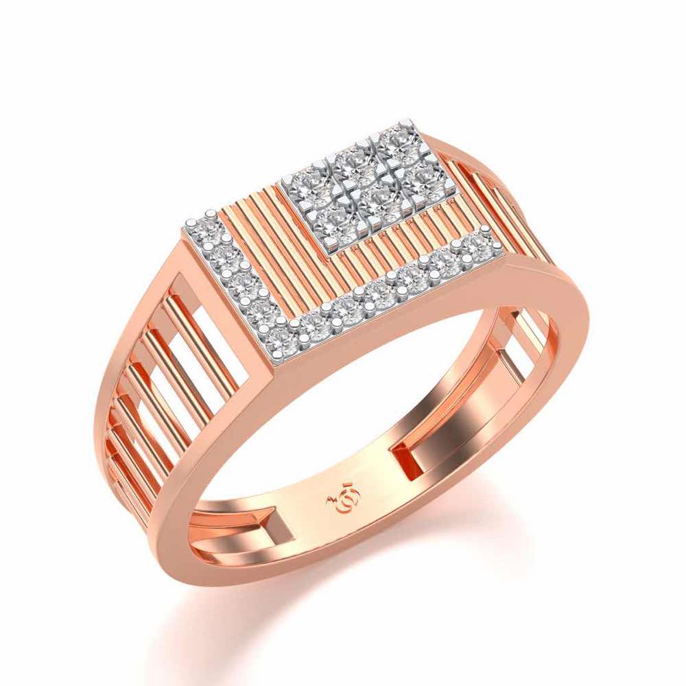 Square Silver Ring For Men - Rose Gold - Image 1