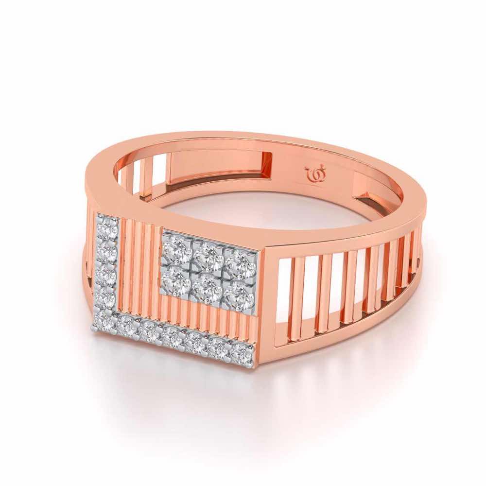 Square Silver Ring For Men - Rose Gold - Image 2