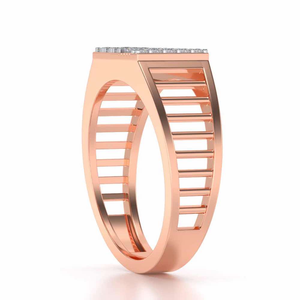Square Silver Ring For Men - Rose Gold - Image 3