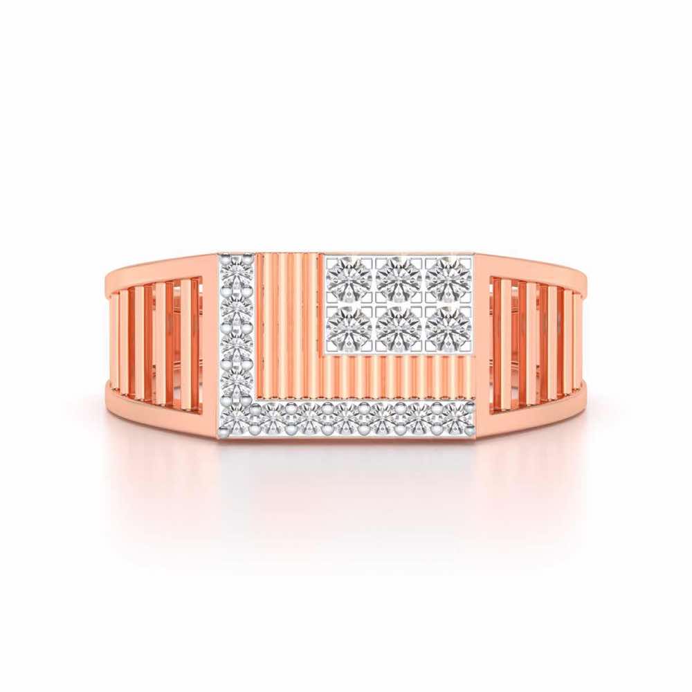 Square Silver Ring For Men - Rose Gold - Image 4
