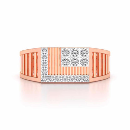 Square Silver Ring For Men - Rose Gold - Image 4