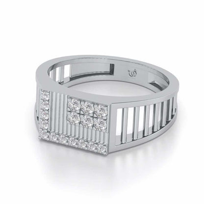 Square Silver Ring For Men - White Gold - Image 2