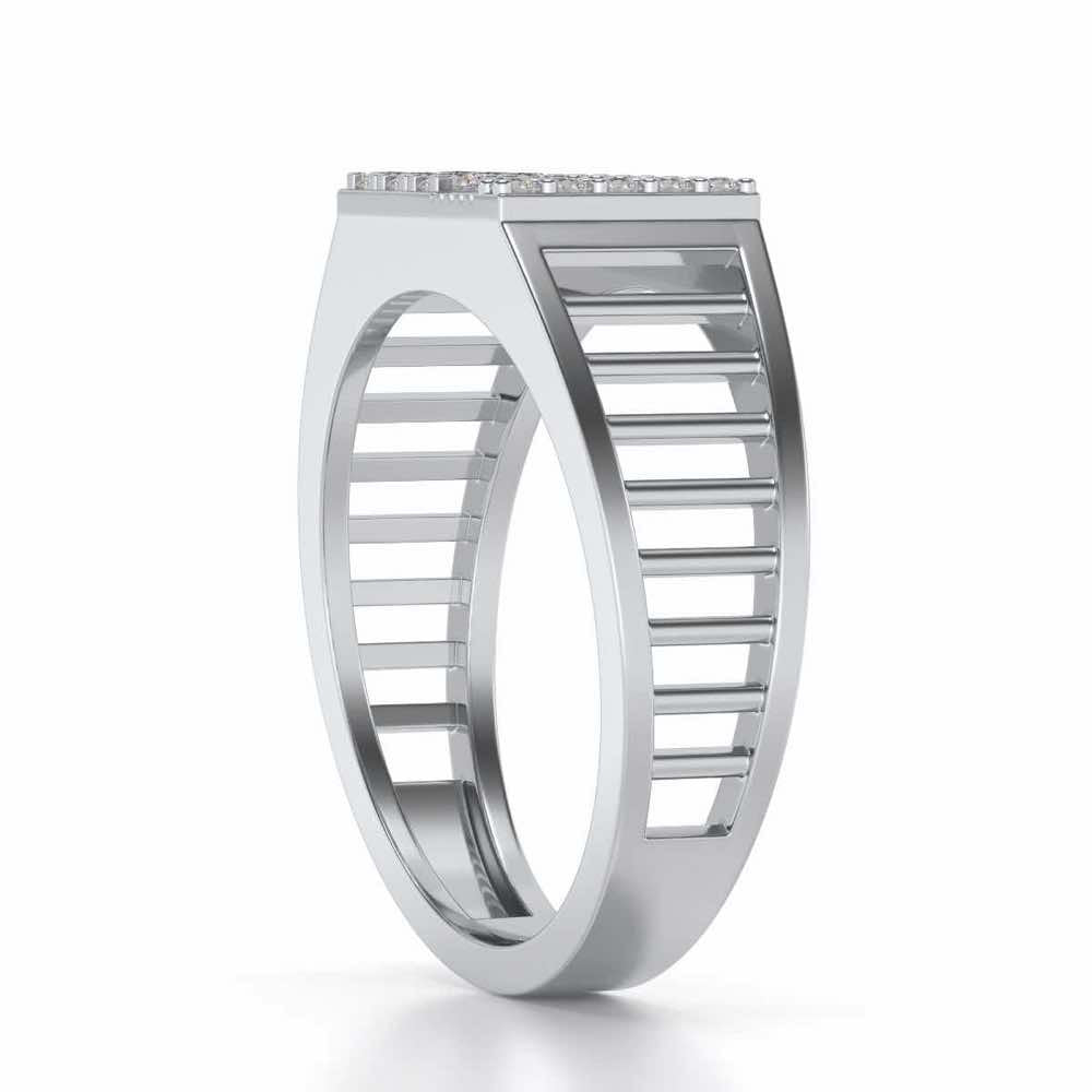 Square Silver Ring For Men - White Gold - Image 3