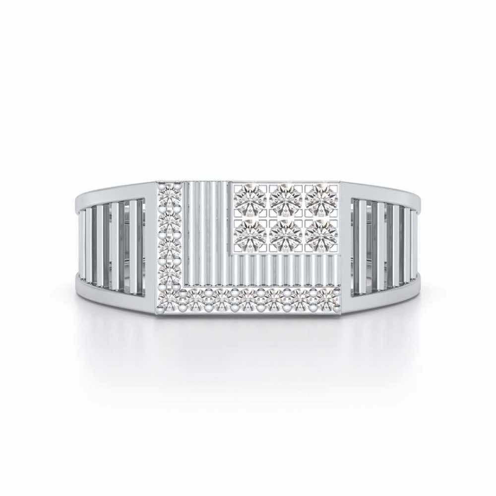Square Silver Ring For Men - White Gold - Image 4