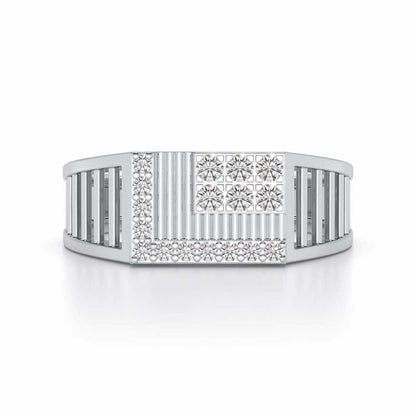 Square Silver Ring For Men - White Gold - Image 4