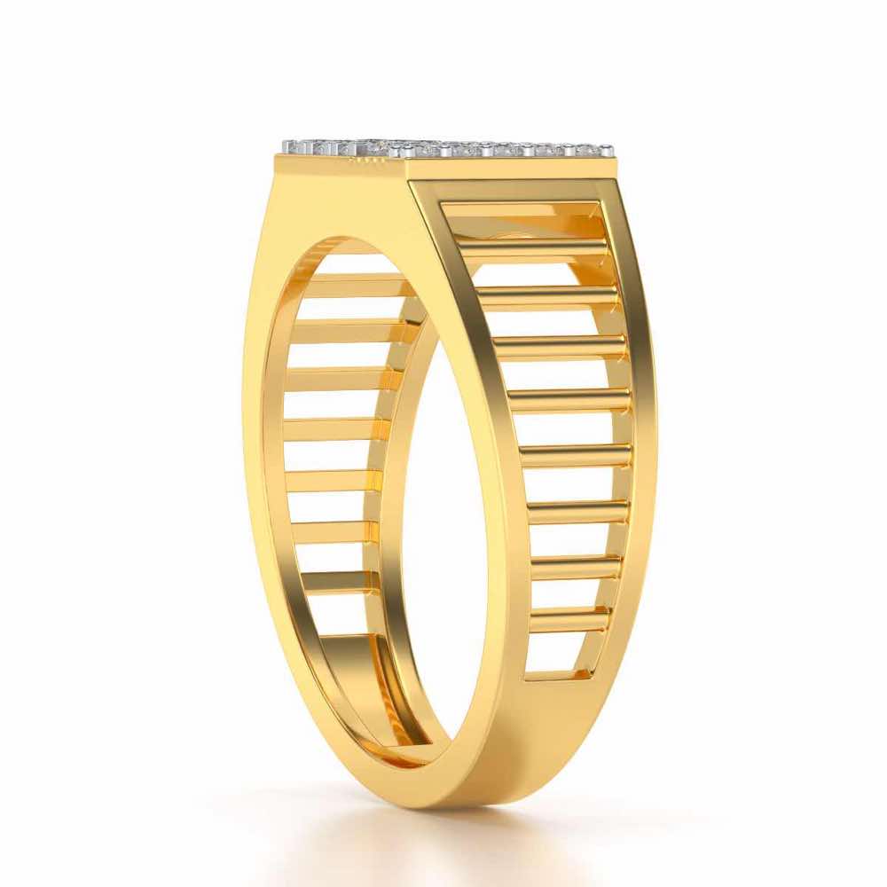 Square Silver Ring For Men - Yellow Gold - Image 3