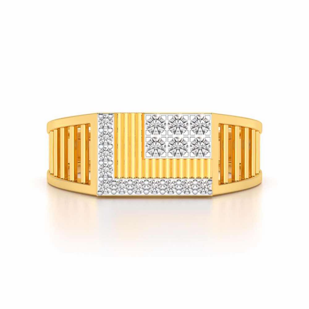Square Silver Ring For Men - Yellow Gold - Image 4