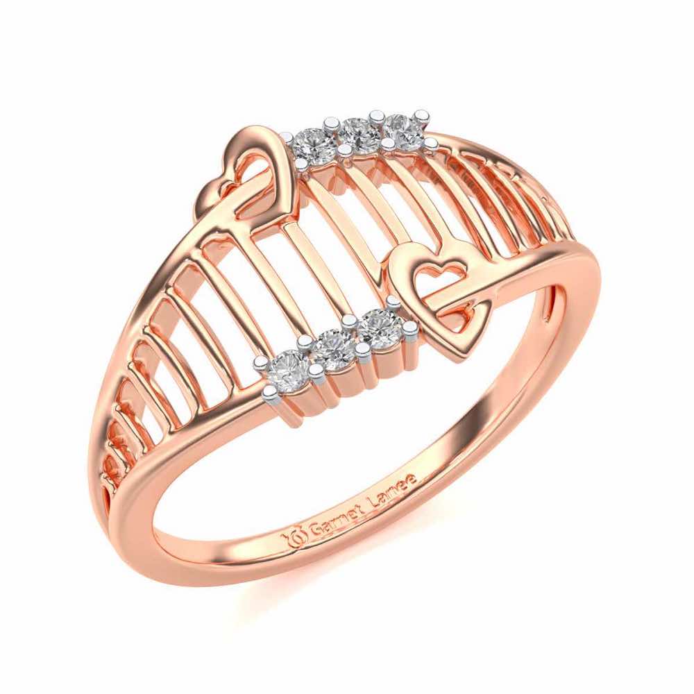 Ladder Lattice Silver Ring - Rose Gold - Image 1