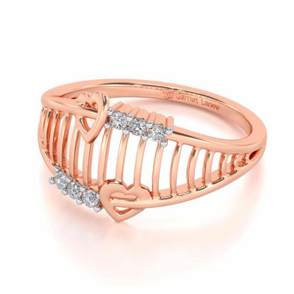 Ladder Lattice Silver Ring - Rose Gold - Image 2