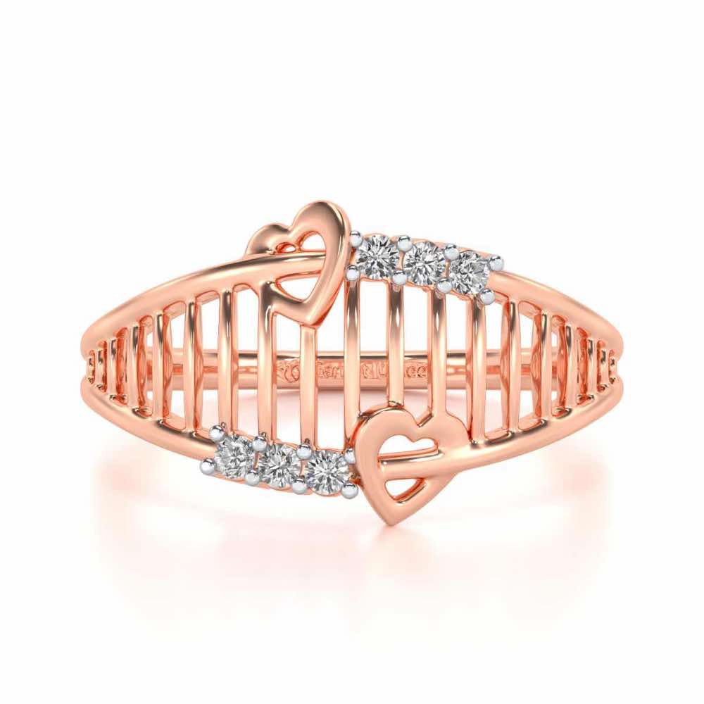 Ladder Lattice Silver Ring - Rose Gold - Image 4
