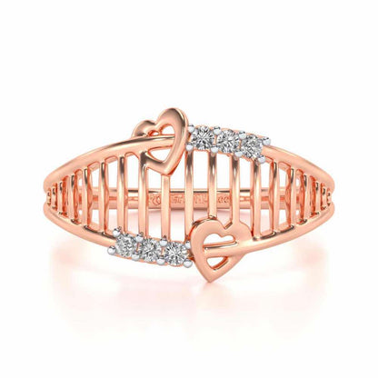 Ladder Lattice Silver Ring - Rose Gold - Image 4