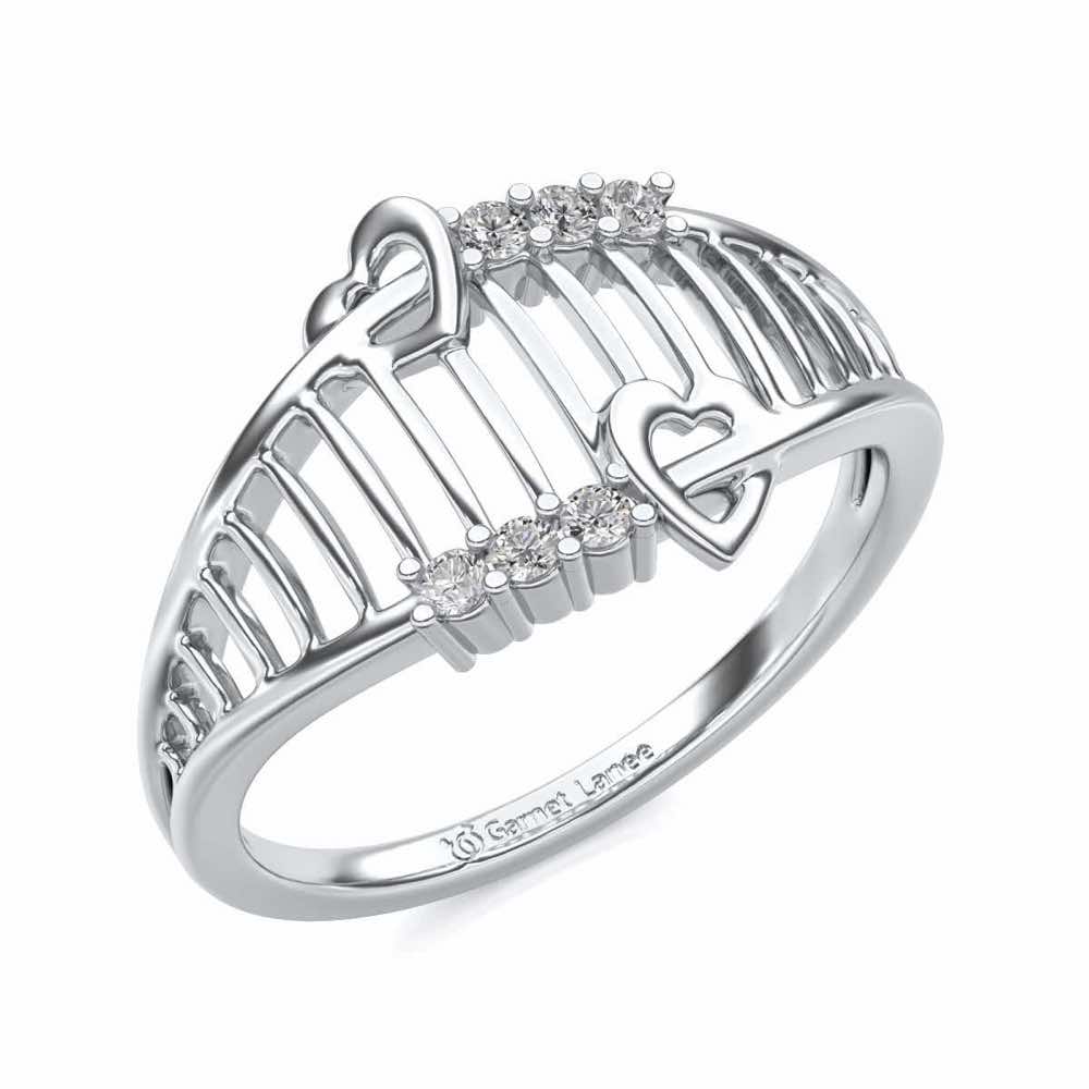 Ladder Lattice Silver Ring - White Gold - Image 1