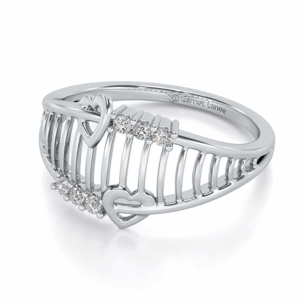 Ladder Lattice Silver Ring - White Gold - Image 2