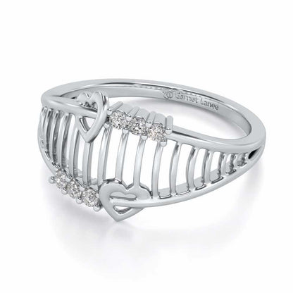 Ladder Lattice Silver Ring - White Gold - Image 2