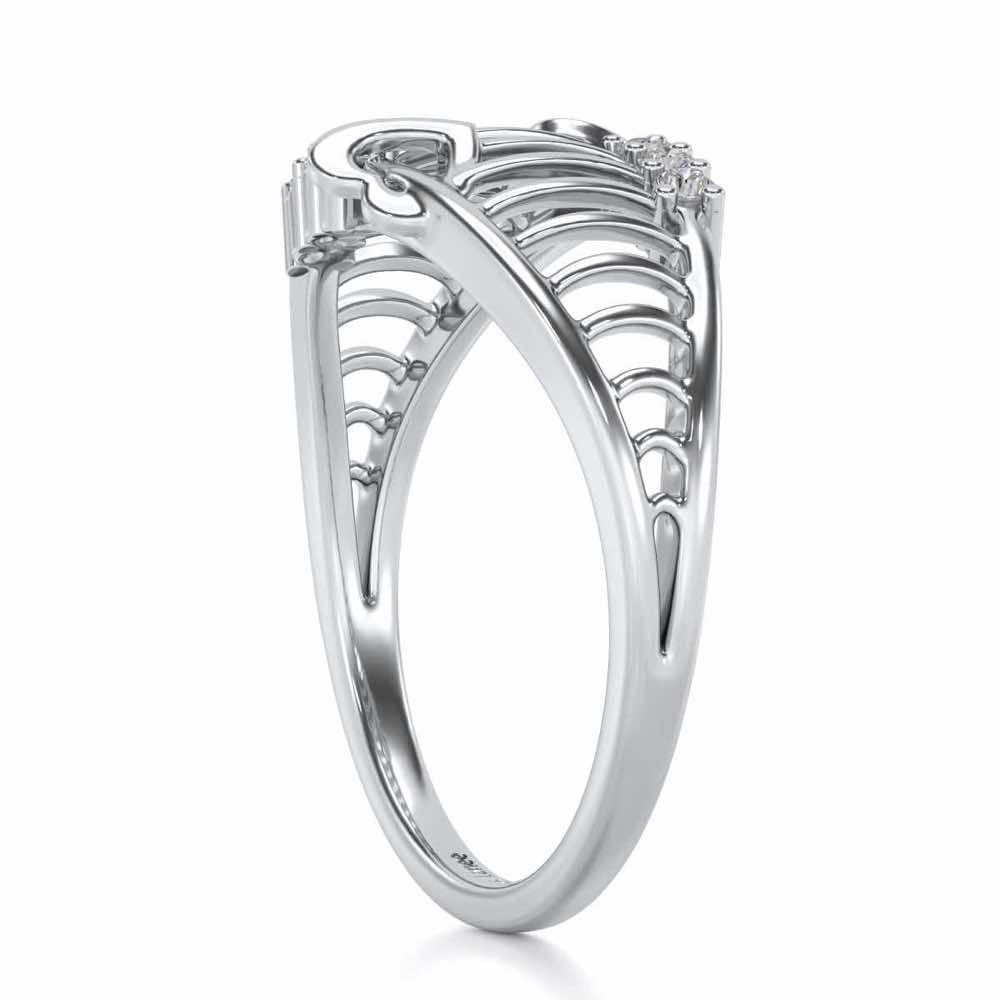 Ladder Lattice Silver Ring - White Gold - Image 3