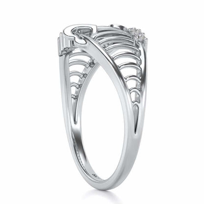 Ladder Lattice Silver Ring - White Gold - Image 3
