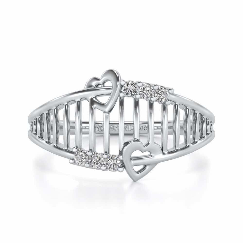 Ladder Lattice Silver Ring - White Gold - Image 4