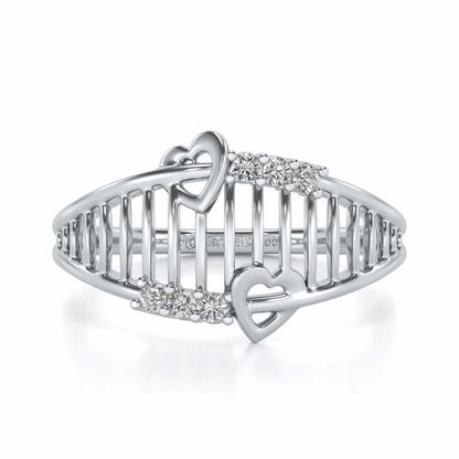 Ladder Lattice Silver Ring - White Gold - Image 4