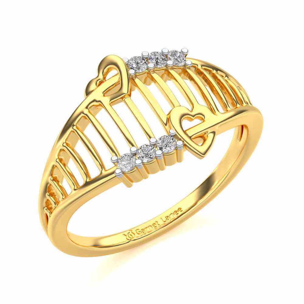 Ladder Lattice Silver Ring - Yellow Gold - Image 1