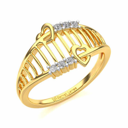Ladder Lattice Silver Ring - Yellow Gold - Image 1