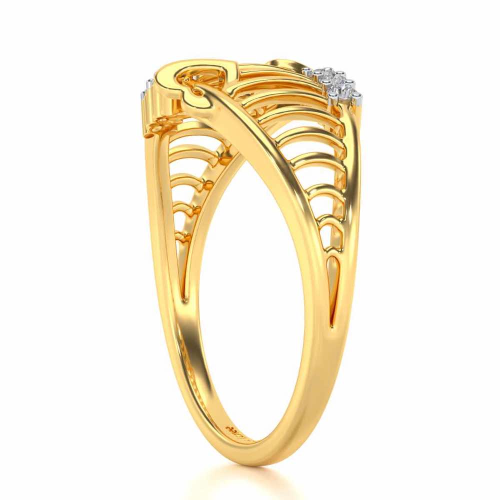 Ladder Lattice Silver Ring - Yellow Gold - Image 3