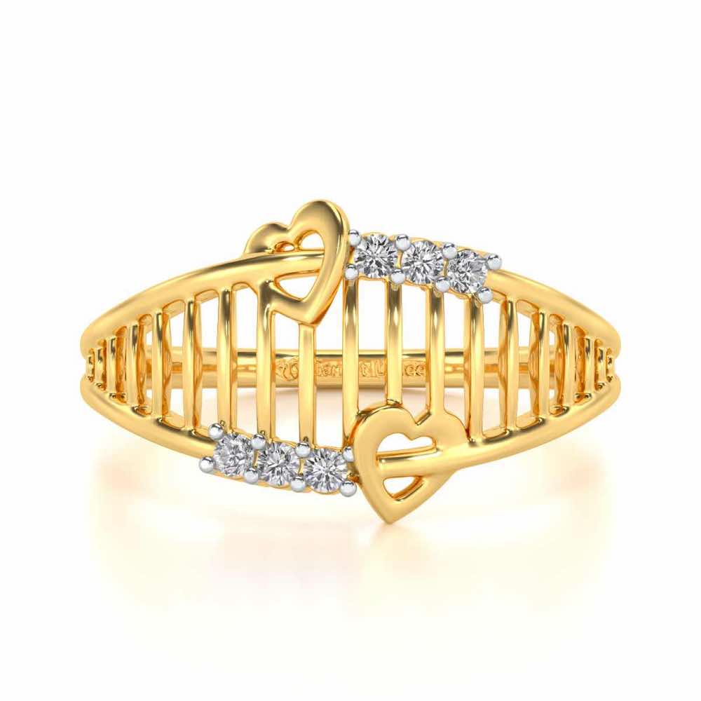 Ladder Lattice Silver Ring - Yellow Gold - Image 4