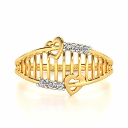 Ladder Lattice Silver Ring - Yellow Gold - Image 4