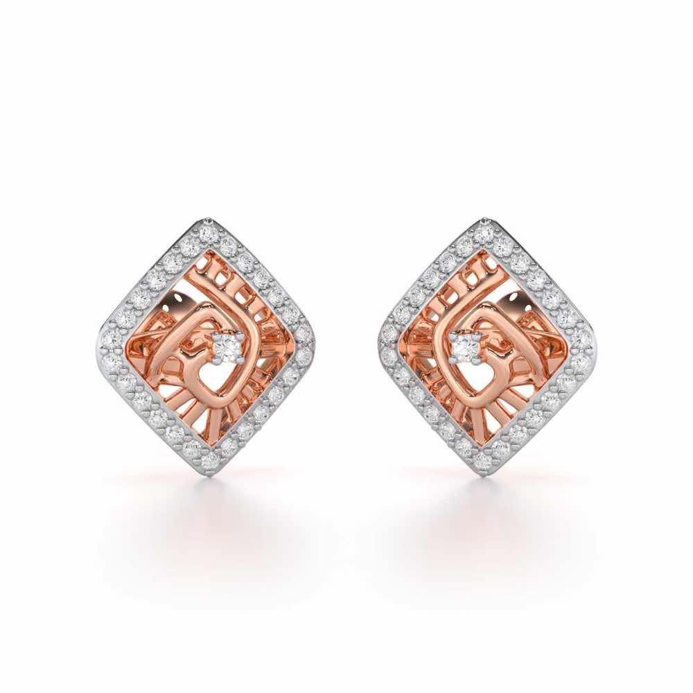 Ladder Swirl Silver Earrings - Rose Gold - Image 1