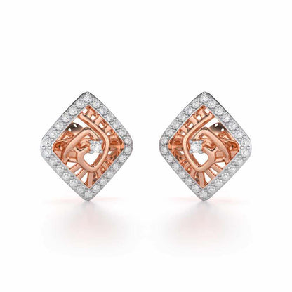 Ladder Swirl Silver Earrings - Rose Gold - Image 1