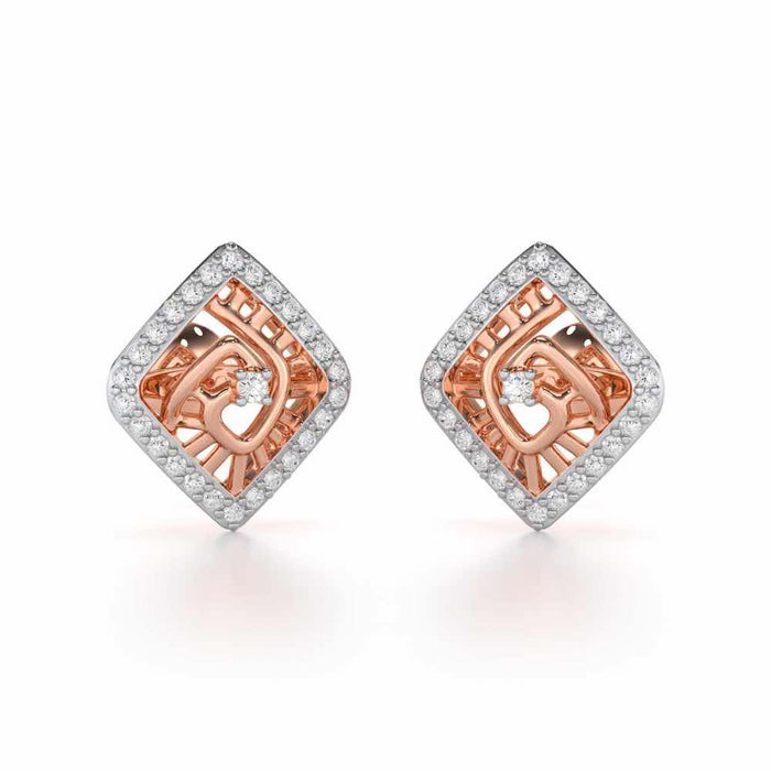Ladder Swirl Silver Earrings - Rose Gold - Image 1