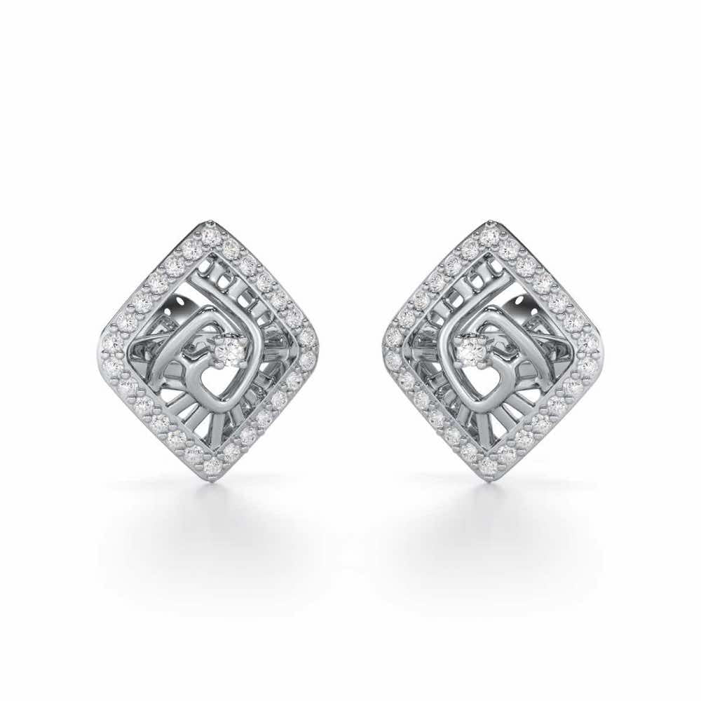 Ladder Swirl Silver Earrings - White Gold - Image 1