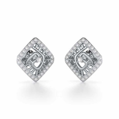 Ladder Swirl Silver Earrings - White Gold - Image 1