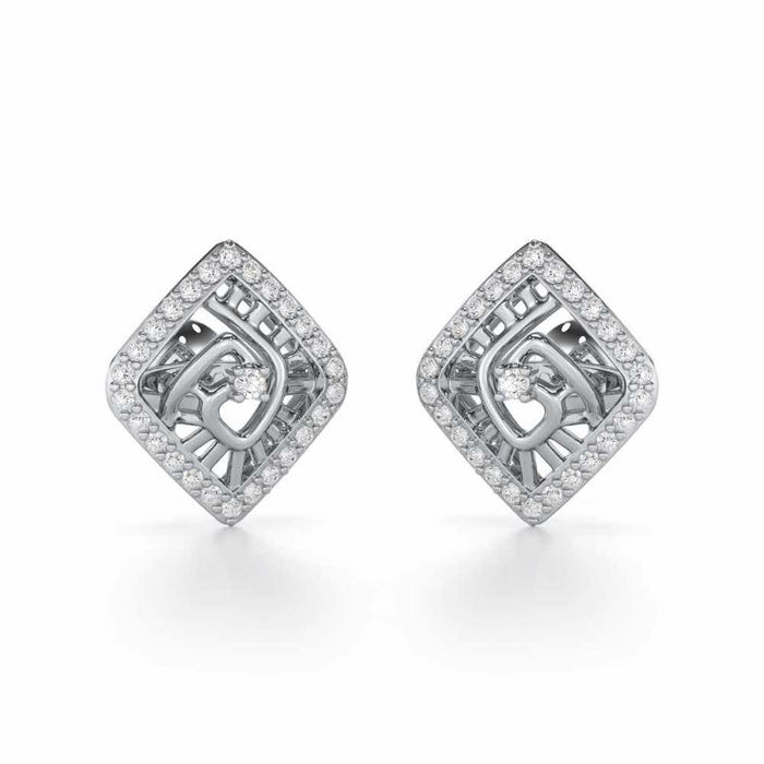 Ladder Swirl Silver Earrings - White Gold - Image 1