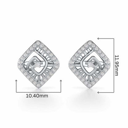 Ladder Swirl Silver Earrings - White Gold - Image 2