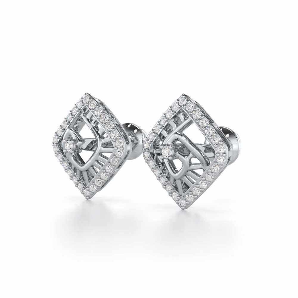 Ladder Swirl Silver Earrings - White Gold - Image 3