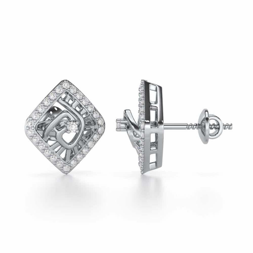 Ladder Swirl Silver Earrings - White Gold - Image 4