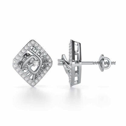 Ladder Swirl Silver Earrings - White Gold - Image 4
