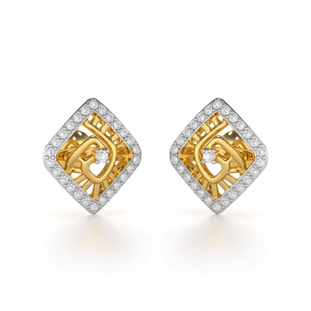 Ladder Swirl Silver Earrings - Yellow Gold - Image 1