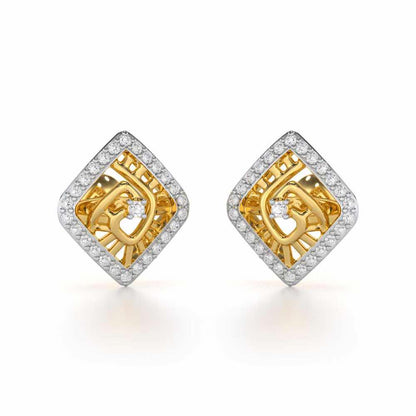 Ladder Swirl Silver Earrings - Yellow Gold - Image 1