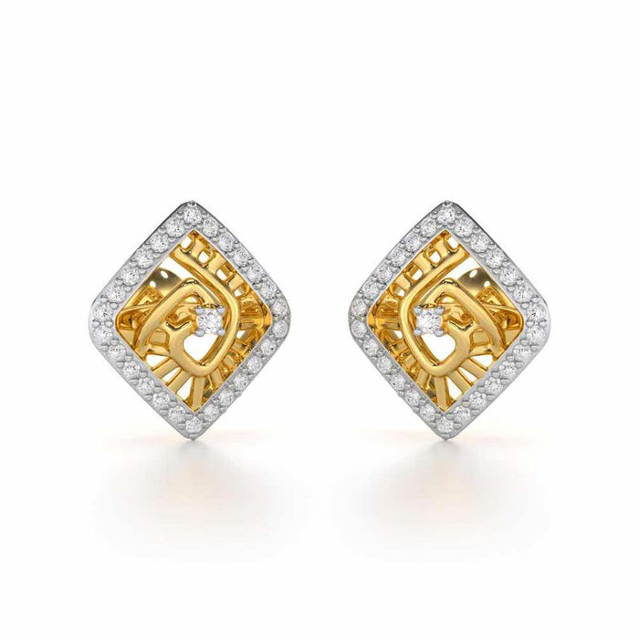 Ladder Swirl Silver Earrings - Yellow Gold - Image 1