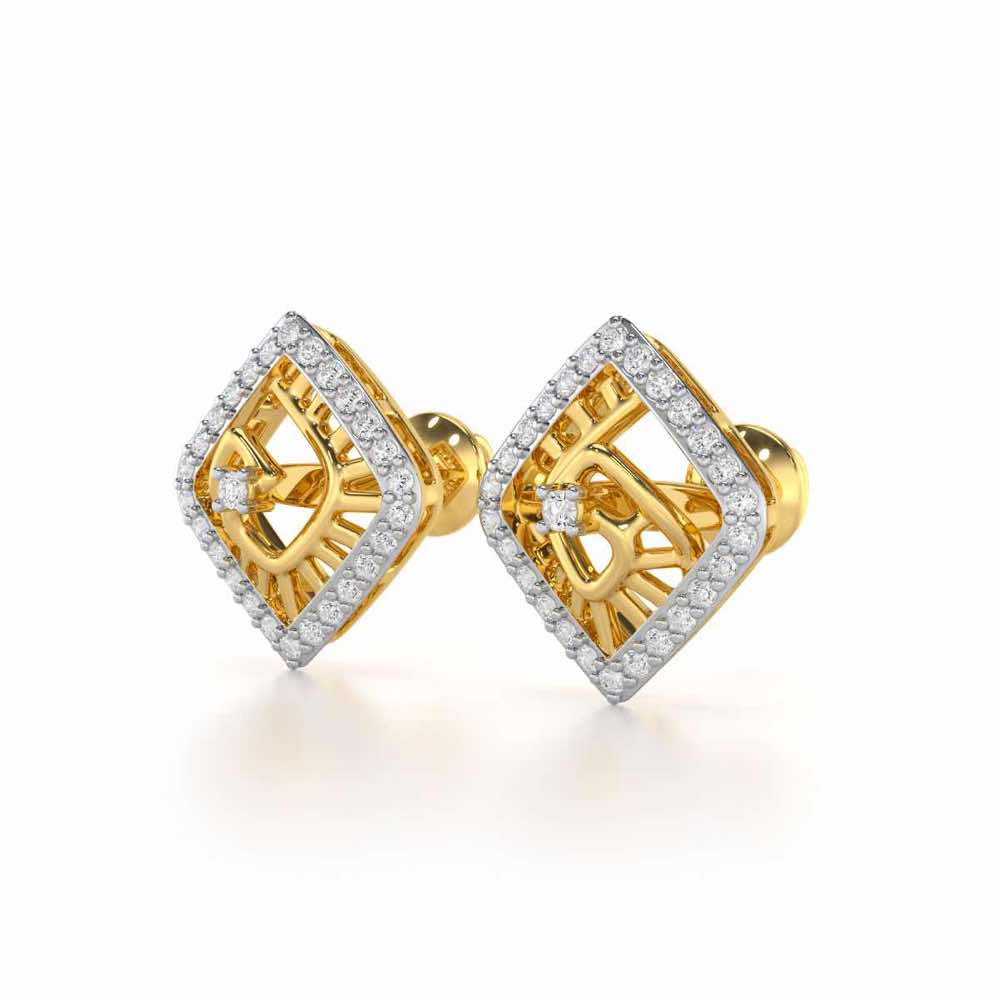 Ladder Swirl Silver Earrings - Yellow Gold - Image 3
