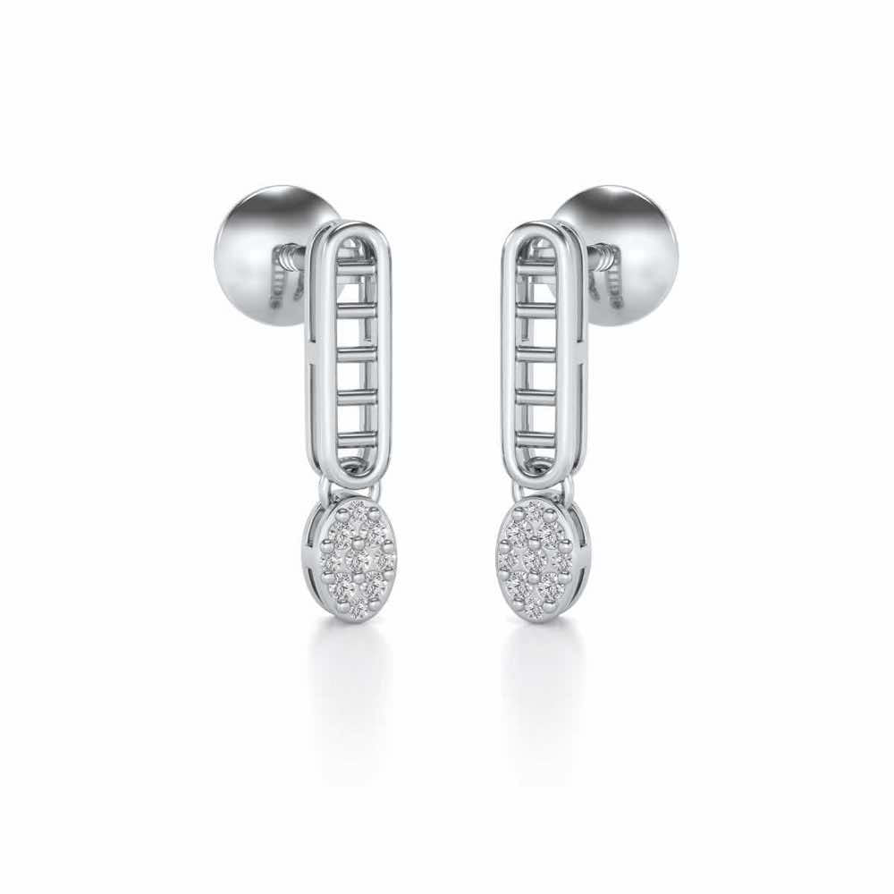 Laddered Silver Earrings - White Gold - Image 2