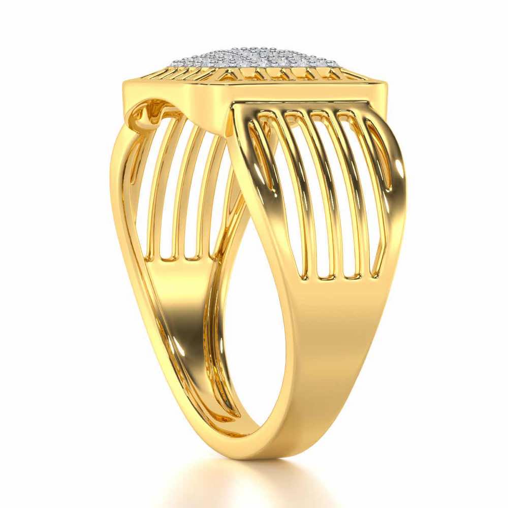 Lakshya Silver Ring For Men - Yellow Gold - Image 3