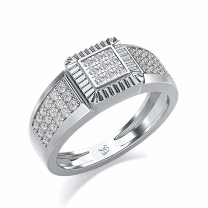 Lashiva Silver Ring For Men - White Gold - Image 1