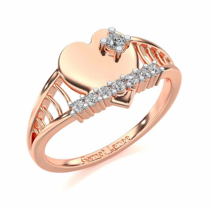 Lattice Heart Silver Ring - Rose Gold - Image 1