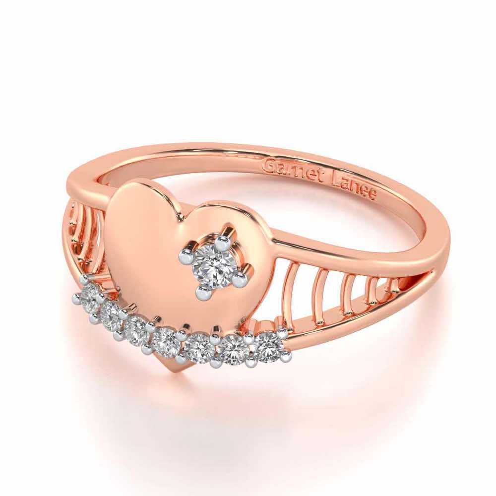 Lattice Heart Silver Ring - Rose Gold - Image 2