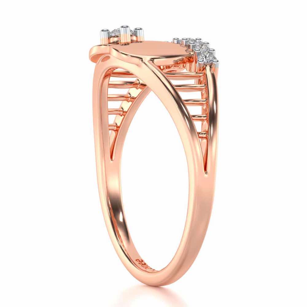 Lattice Heart Silver Ring - Rose Gold - Image 3