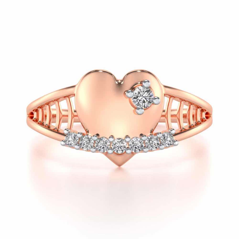 Lattice Heart Silver Ring - Rose Gold - Image 4