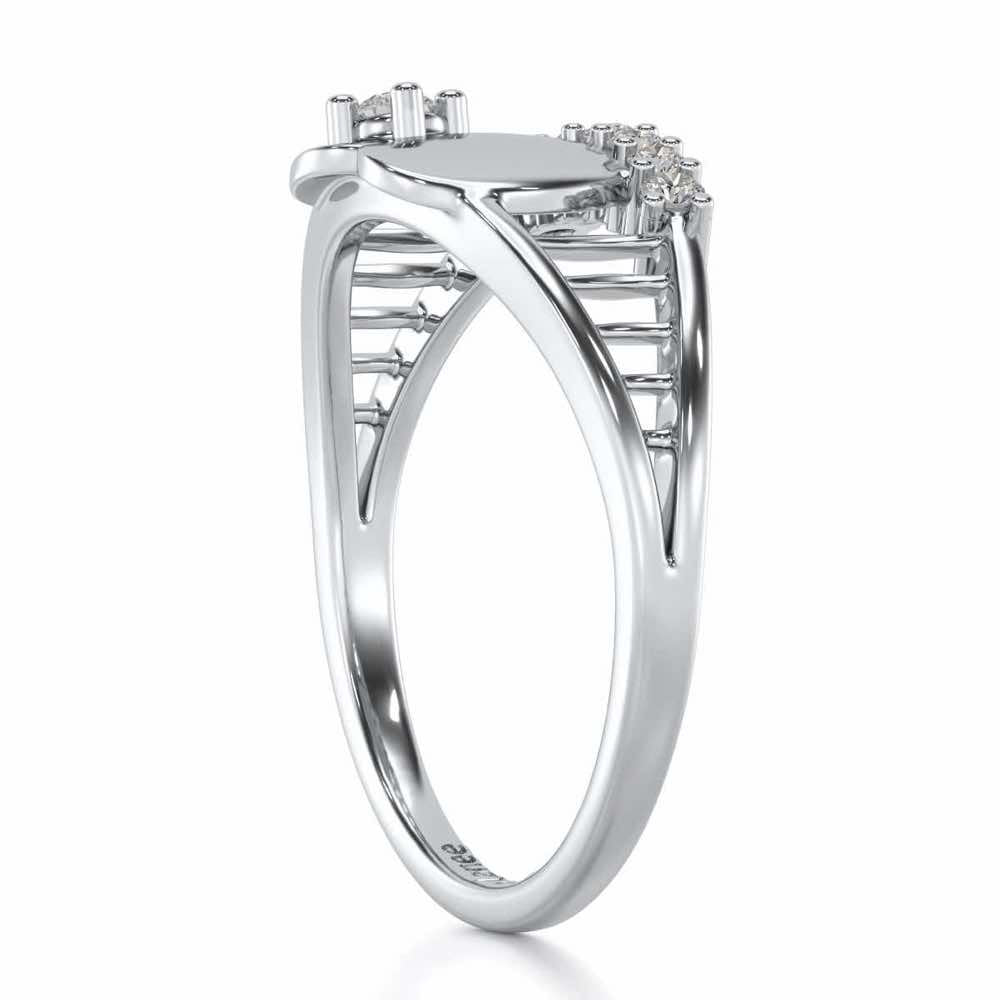 Lattice Heart Silver Ring - White Gold - Image 3
