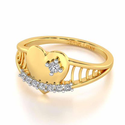 Lattice Heart Silver Ring - Yellow Gold - Image 2